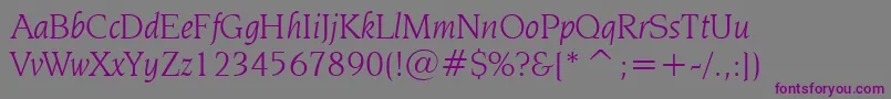 Шрифт NovareseBookItalicBt – фиолетовые шрифты на сером фоне