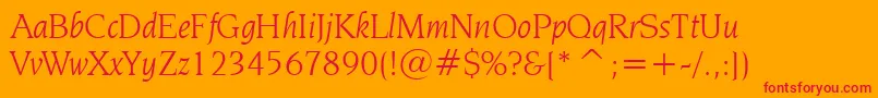 NovareseBookItalicBt Font – Red Fonts on Orange Background