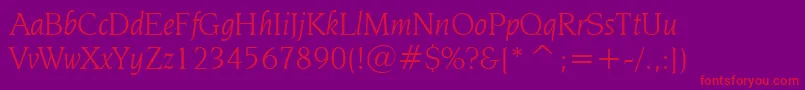 NovareseBookItalicBt Font – Red Fonts on Purple Background