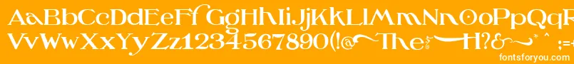 OzswizardTinwoodman-Schriftart – Weiße Schriften auf orangefarbenem Hintergrund