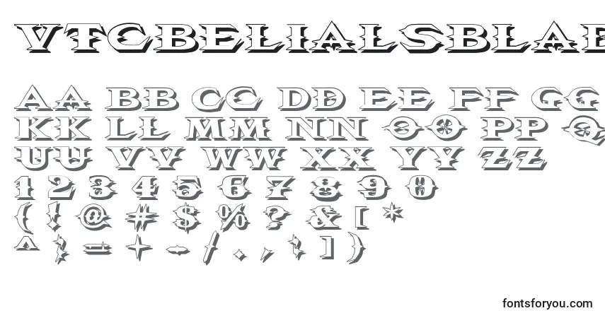 A fonte Vtcbelialsbladeshadow – alfabeto, números, caracteres especiais