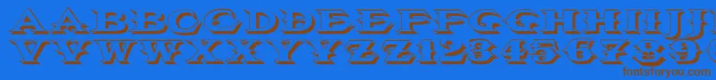 Vtcbelialsbladeshadow-Schriftart – Braune Schriften auf blauem Hintergrund