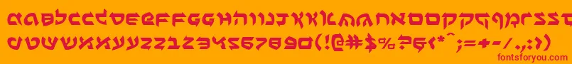 フォントBenzione – オレンジの背景に赤い文字