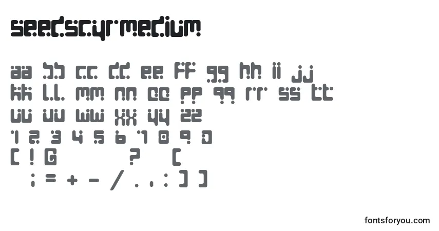 Schriftart Seedscyrmedium – Alphabet, Zahlen, spezielle Symbole