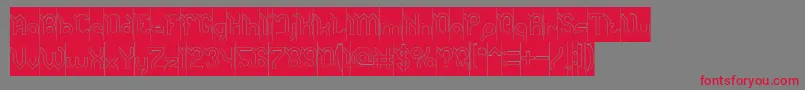 JaguarHollowInverse-Schriftart – Rote Schriften auf grauem Hintergrund