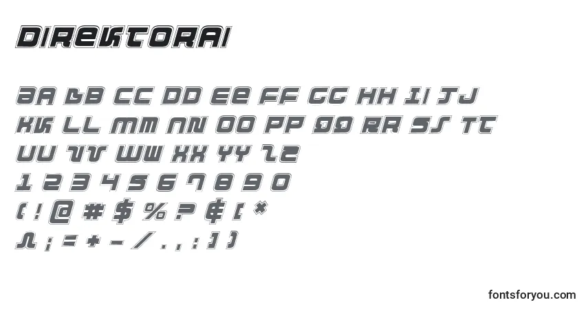 Czcionka Direktorai – alfabet, cyfry, specjalne znaki
