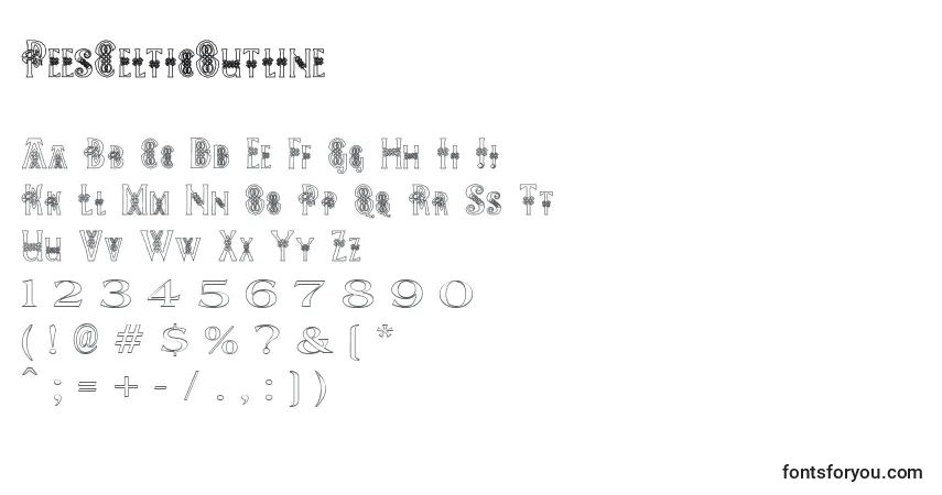 Fuente PeesCelticOutline - alfabeto, números, caracteres especiales