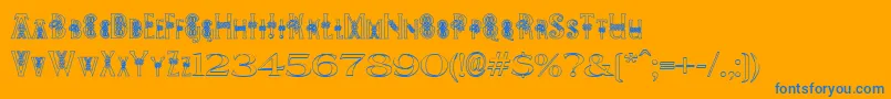 PeesCelticOutline Font – Blue Fonts on Orange Background