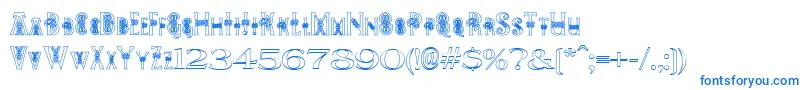 フォントPeesCelticOutline – 白い背景に青い文字
