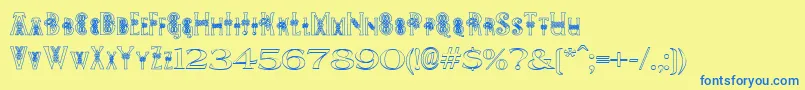 PeesCelticOutline Font – Blue Fonts on Yellow Background