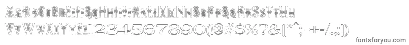 フォントPeesCelticOutline – 白い背景に灰色の文字