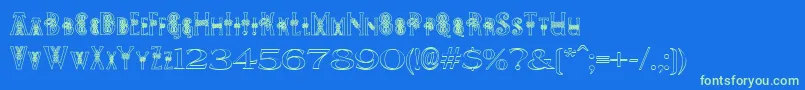 PeesCelticOutline-Schriftart – Grüne Schriften auf blauem Hintergrund