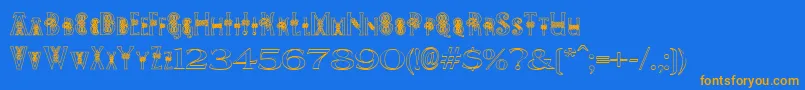 PeesCelticOutline Font – Orange Fonts on Blue Background