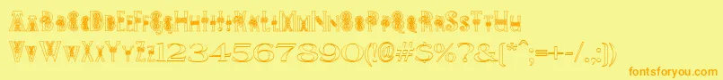 PeesCelticOutline Font – Orange Fonts on Yellow Background