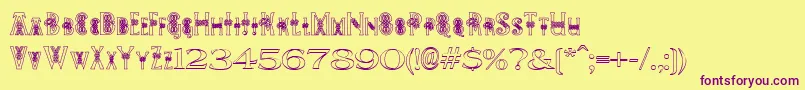 PeesCelticOutline Font – Purple Fonts on Yellow Background