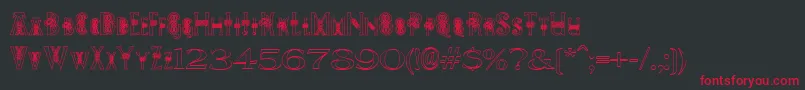 Czcionka PeesCelticOutline – czerwone czcionki na czarnym tle