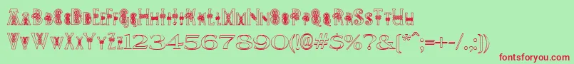 PeesCelticOutline Font – Red Fonts on Green Background