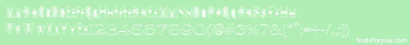 フォントPeesCelticOutline – 緑の背景に白い文字