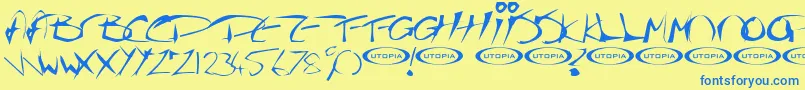 Thegf Font – Blue Fonts on Yellow Background