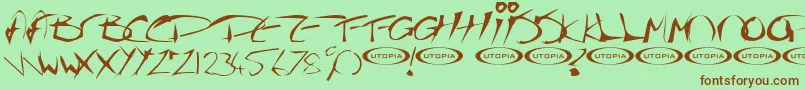 Thegf-fontti – ruskeat fontit vihreällä taustalla