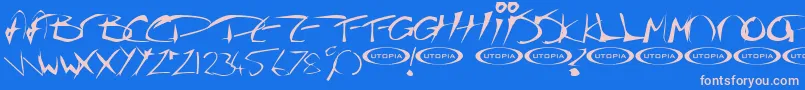 フォントThegf – ピンクの文字、青い背景