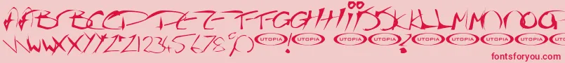 Thegf-fontti – punaiset fontit vaaleanpunaisella taustalla