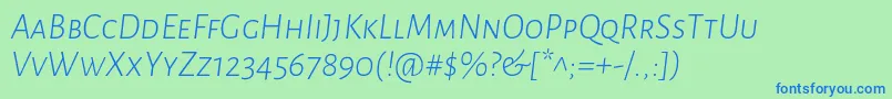 AlegreyasansscLightitalic Font – Blue Fonts on Green Background