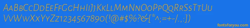 AlegreyasansscLightitalic Font – Orange Fonts on Blue Background