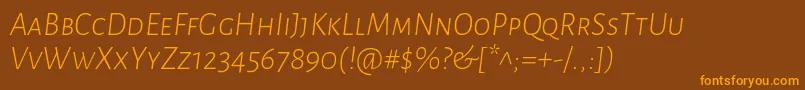 AlegreyasansscLightitalic Font – Orange Fonts on Brown Background
