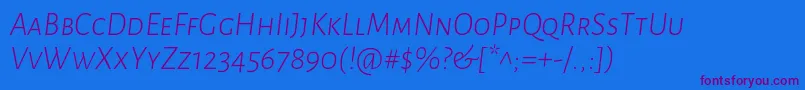 AlegreyasansscLightitalic Font – Purple Fonts on Blue Background