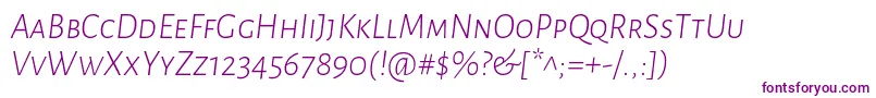 フォントAlegreyasansscLightitalic – 紫色のフォント