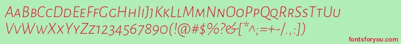 AlegreyasansscLightitalic Font – Red Fonts on Green Background