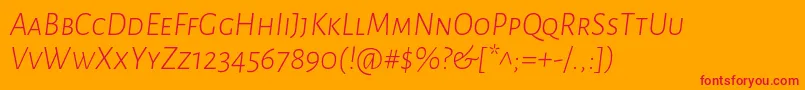 フォントAlegreyasansscLightitalic – オレンジの背景に赤い文字