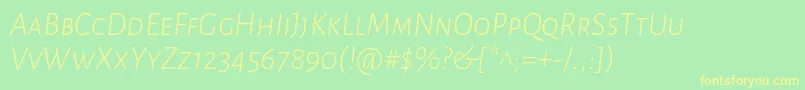 AlegreyasansscLightitalic Font – Yellow Fonts on Green Background