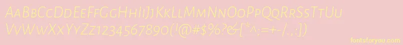 AlegreyasansscLightitalic-Schriftart – Gelbe Schriften auf rosa Hintergrund