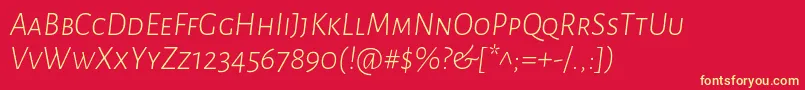 AlegreyasansscLightitalic Font – Yellow Fonts on Red Background