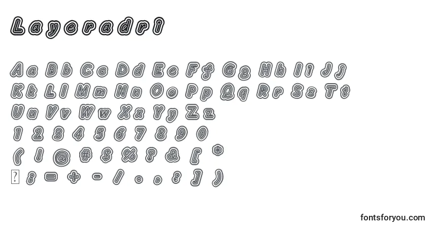 Schriftart Layeradri – Alphabet, Zahlen, spezielle Symbole