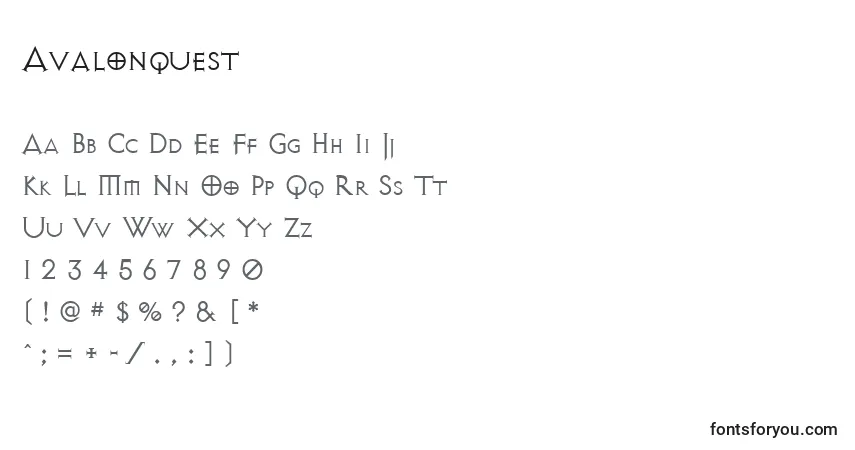 Schriftart Avalonquest – Alphabet, Zahlen, spezielle Symbole