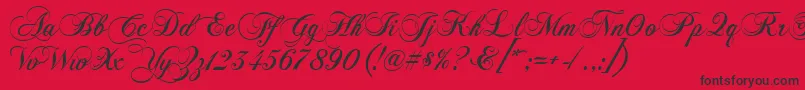 フォントChopinscript – 赤い背景に黒い文字