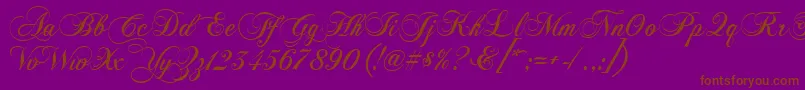 フォントChopinscript – 紫色の背景に茶色のフォント