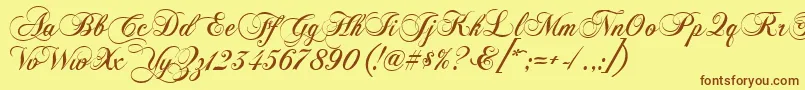 Fonte Chopinscript – fontes marrons em um fundo amarelo