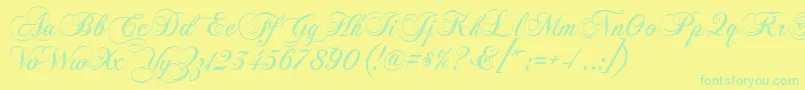 Czcionka Chopinscript – zielone czcionki na żółtym tle