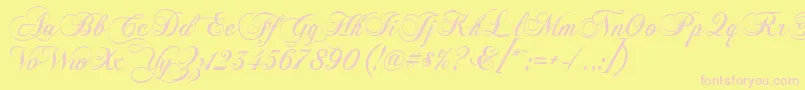Weitere Informationen zur Chopinscript-Schriftart Chopinscript-Schriftart – Rosa Schriften auf gelbem Hintergrund