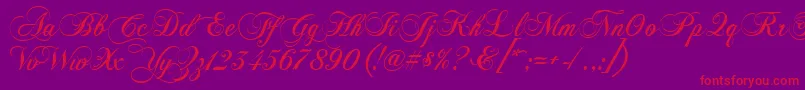 フォントChopinscript – 紫の背景に赤い文字