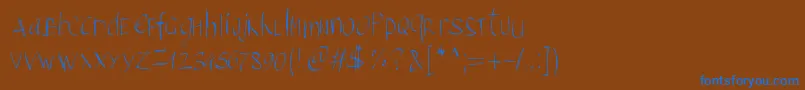 フォントPwbrushscript – 茶色の背景に青い文字