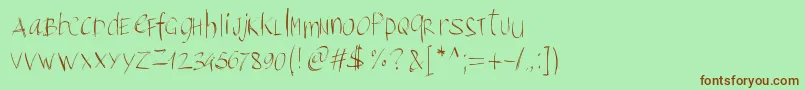 Czcionka Pwbrushscript – brązowe czcionki na zielonym tle