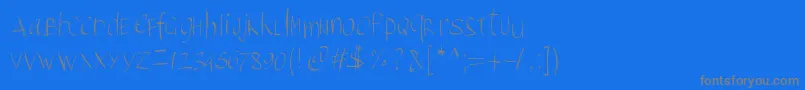 フォントPwbrushscript – 青い背景に灰色の文字