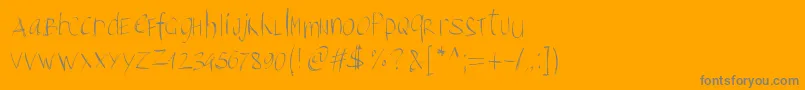 Pwbrushscript-Schriftart – Graue Schriften auf orangefarbenem Hintergrund