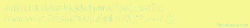 Pwbrushscript-fontti – vihreät fontit keltaisella taustalla