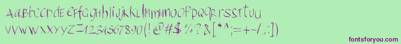 Pwbrushscript Font – Purple Fonts on Green Background